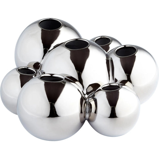 Bubbles Vase by Cyan Design in chrome. Made from ceramic in a modern style.
