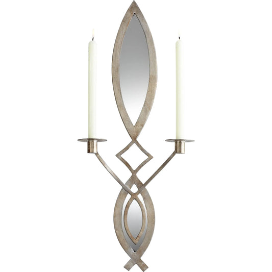 Exclamation Wall Candleholder by Cyan Design in mystic silver. Made from iron, mirrored glass in a cottage & farmhouse style.