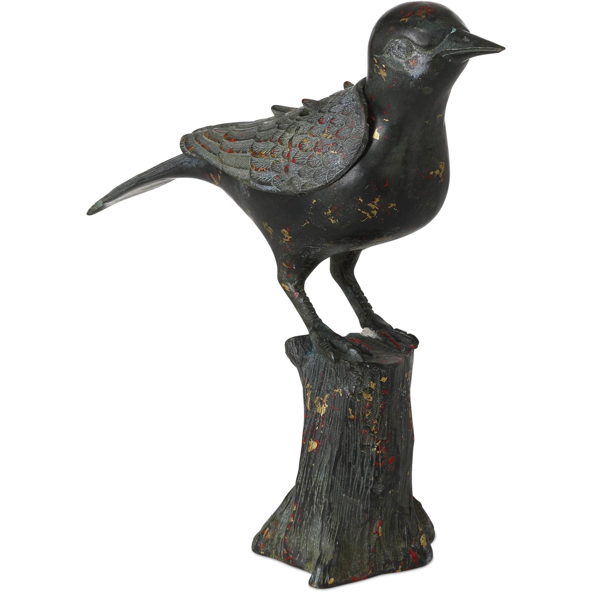 Han Dynasty Bird by Currey and Company in dark bronze. Made from bronze in a unique style.