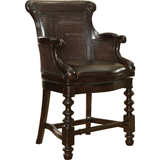 Dunkirk Swivel Counter Stool by Tommy Bahama Home in mocha. Made from unique in a traditional style.