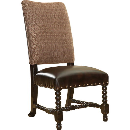 Edwards Side Chair by Tommy Bahama Home in antiqued brown leather. Made from unique in a eclectic & global style.