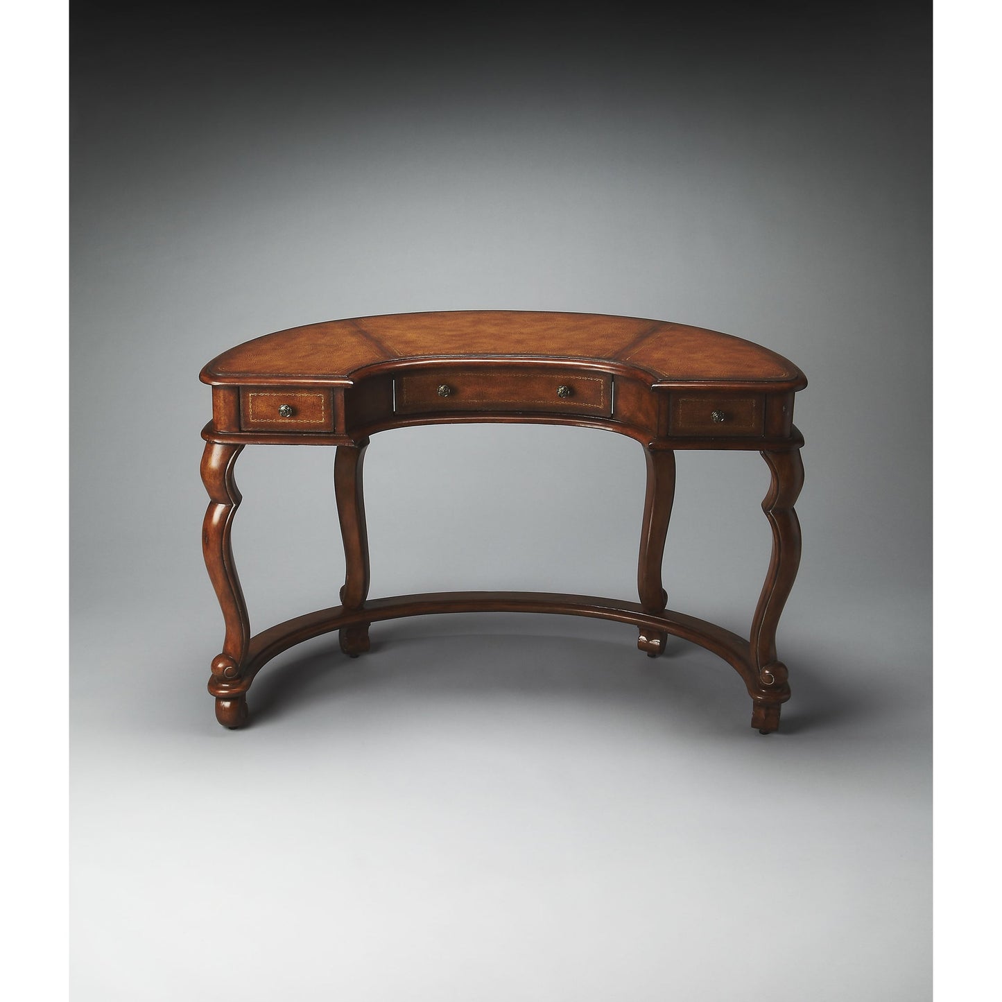 005 O-BUTLER-627070 | Additional Silo | Faux Leather Desk by Butler Specialty Company in medium brown and heritage. Made from wood solids, wood veneers, resin, leather in a traditional style.