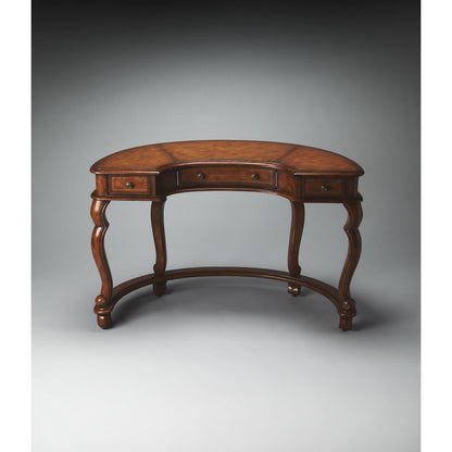 Faux Leather Desk by Butler Specialty Company in medium brown and heritage. Made from wood solids, wood veneers, resin, leather in a traditional style.