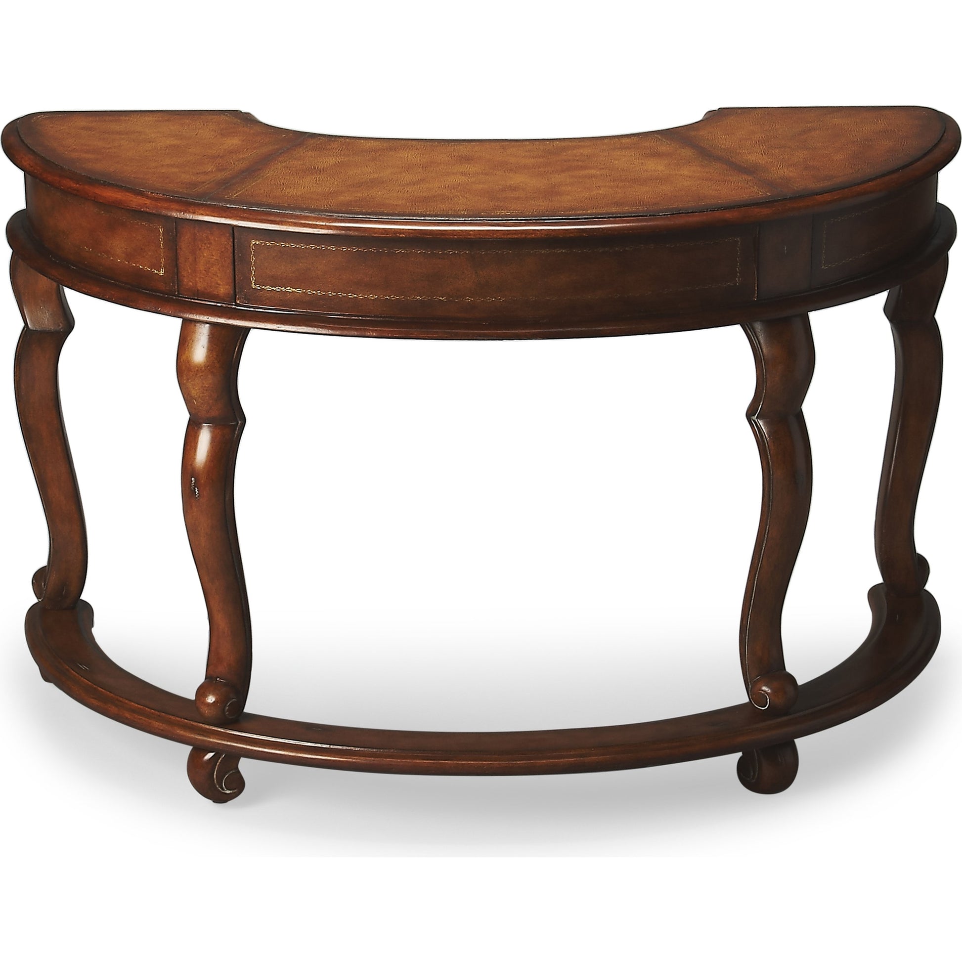 Faux Leather Desk by Butler Specialty Company in medium brown and heritage. Made from wood solids, wood veneers, resin, leather in a traditional style.