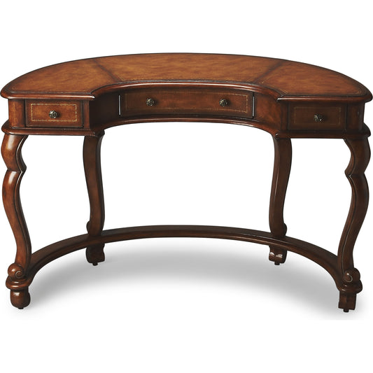 Faux Leather Desk by Butler Specialty Company in medium brown and heritage. Made from wood solids, wood veneers, resin, leather in a traditional style.