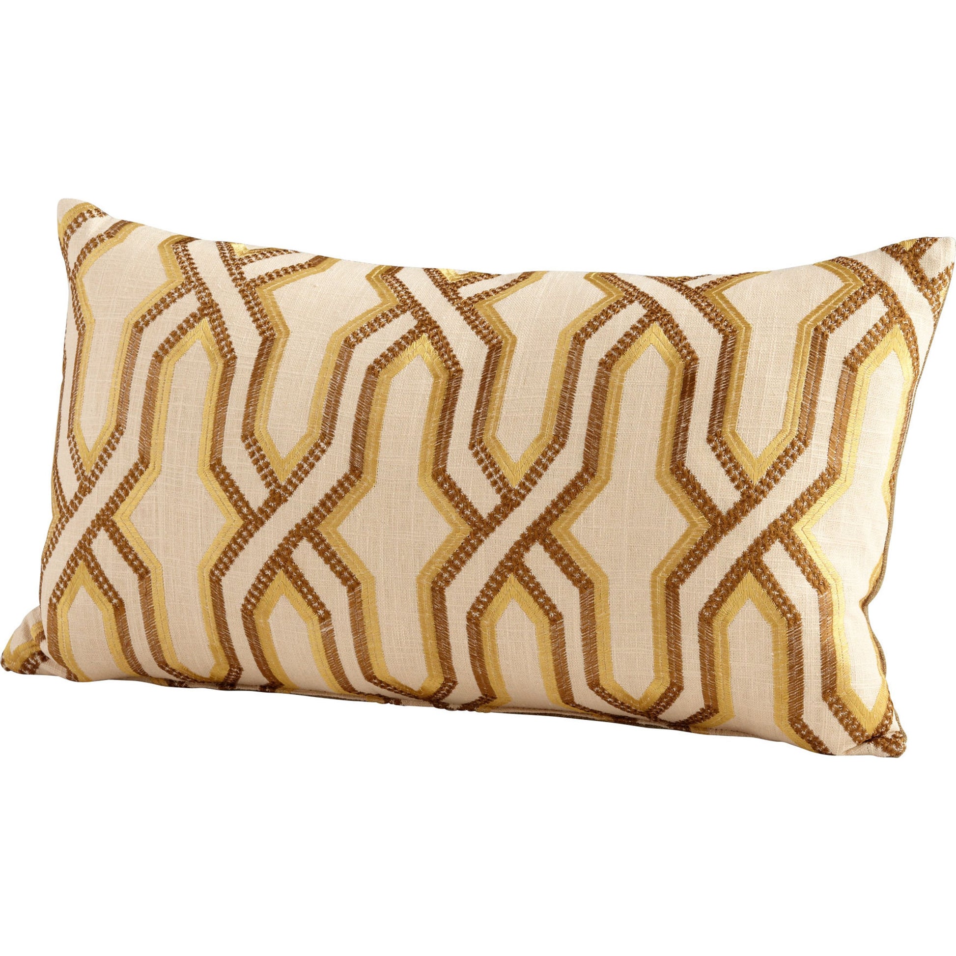 Twist and Turn Pillow by Cyan Design in yellow. Made from feathers, down in a modern style.