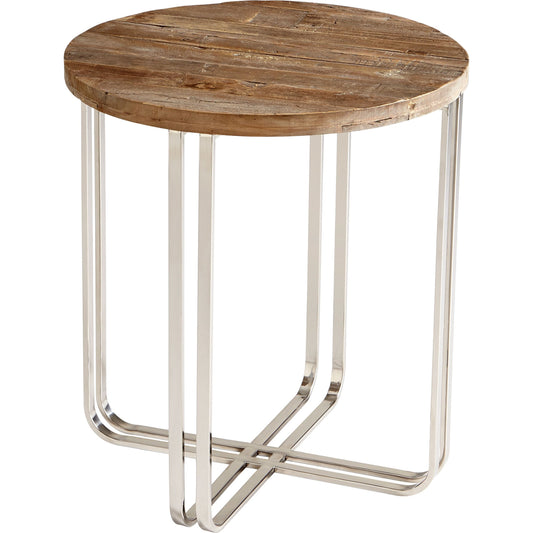 Montrose Side Table by Cyan Design in black forest grove, chrome. Made from stainless steel, wood in a modern style.