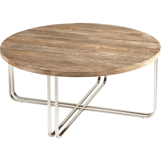 Montrose Coffee Table by Cyan Design in black forest grove, chrome. Made from stainless steel, wood in a modern style.