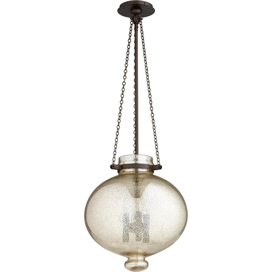 Cydney Pendant by Cyan Design in oiled bronze. Made from iron, silver mercury glass in a modern style.