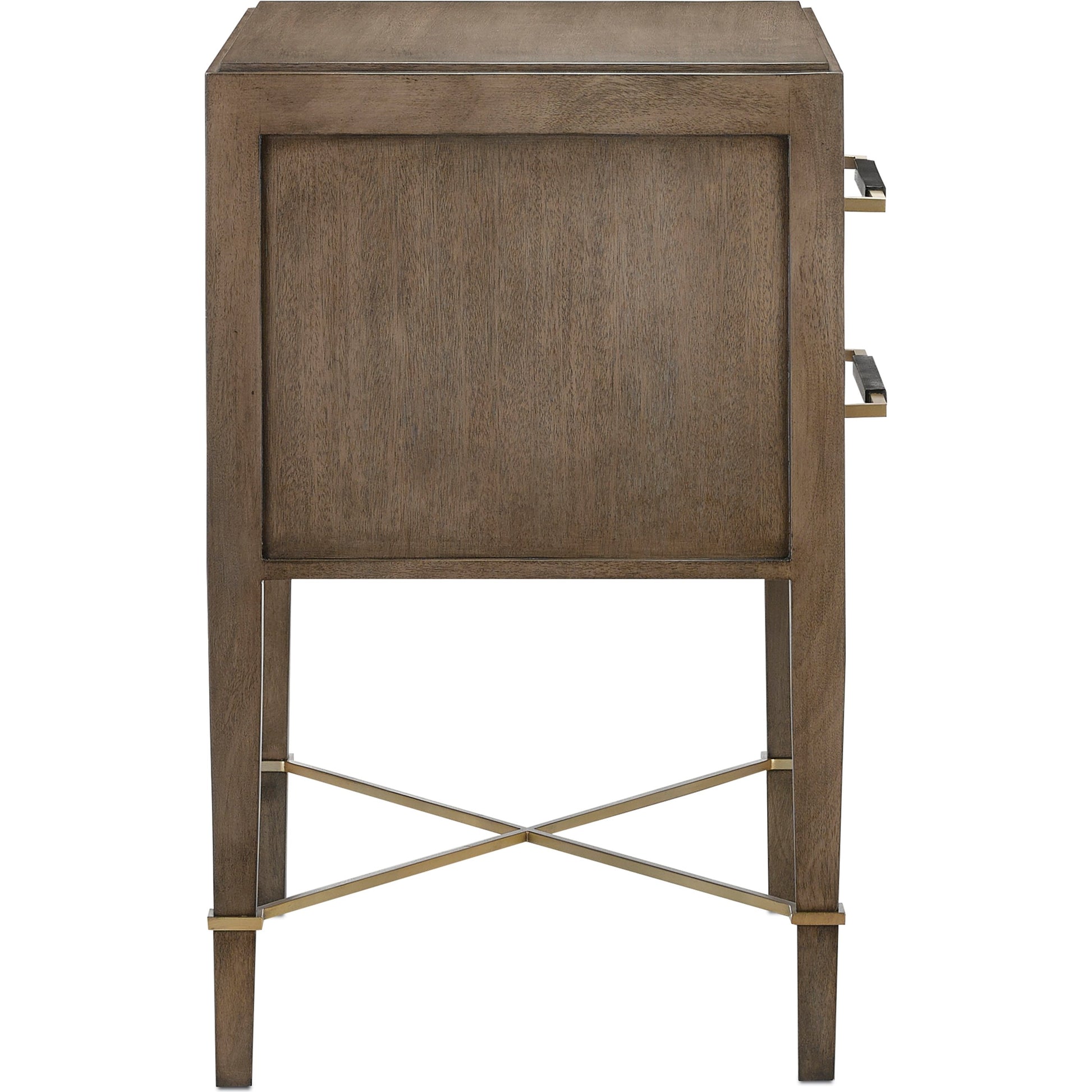 Verona Chanterelle Nightstand by Currey and Company in chanterelle, coffee, champagne. Made from mahogany, brass, iron in a transitional style.
