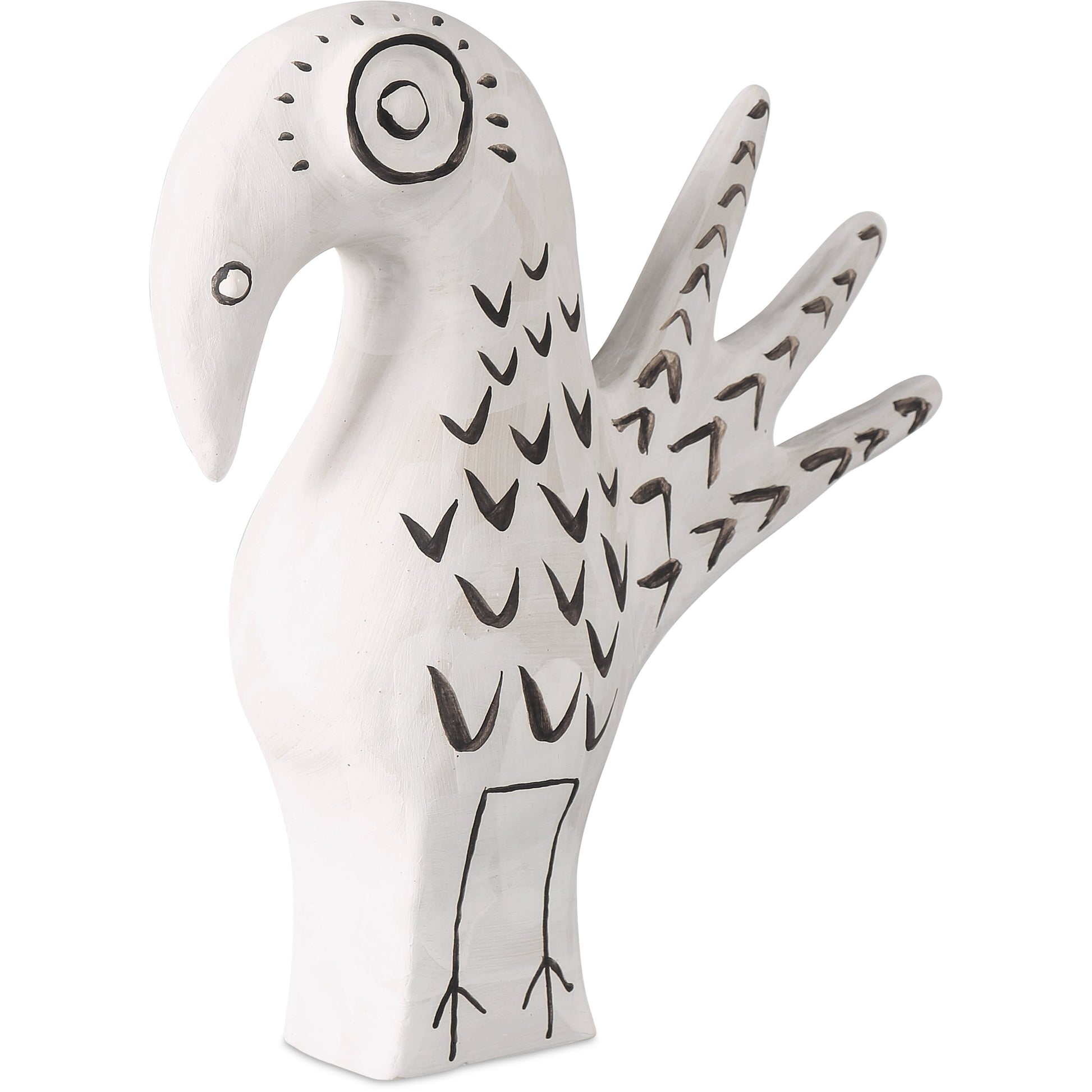 Norman the Peacock by Currey and Company in washed white, black. Made from porcelain in a eclectic & global style.
