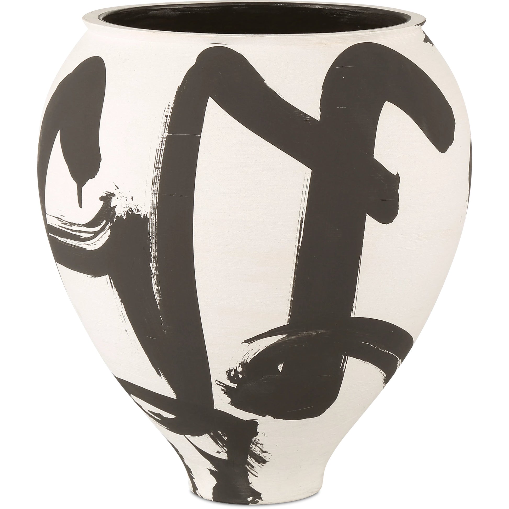 Kenzo Vase by Currey and Company in off-white, black. Made from porcelain in a modern style.