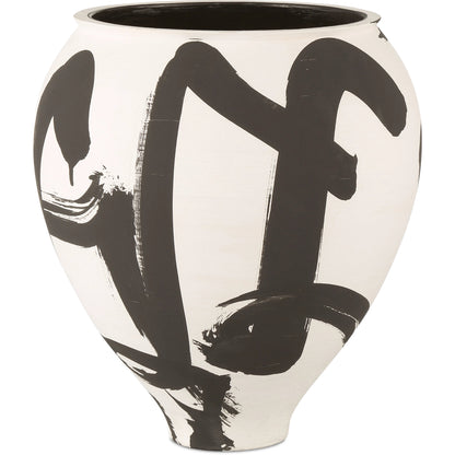 Kenzo Vase by Currey and Company in off-white, black. Made from porcelain in a modern style.