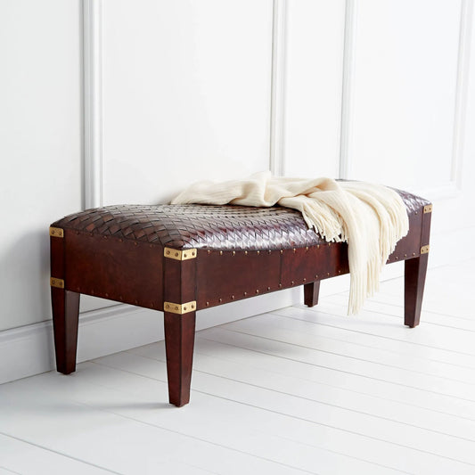 Mechi Bench by Cyan Design in brown. Made from wood, leather in a eclectic & global style.