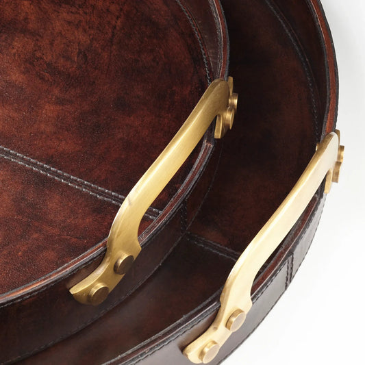 Bryant Tray by Cyan Design. Made from wood, leather in a rustic style.