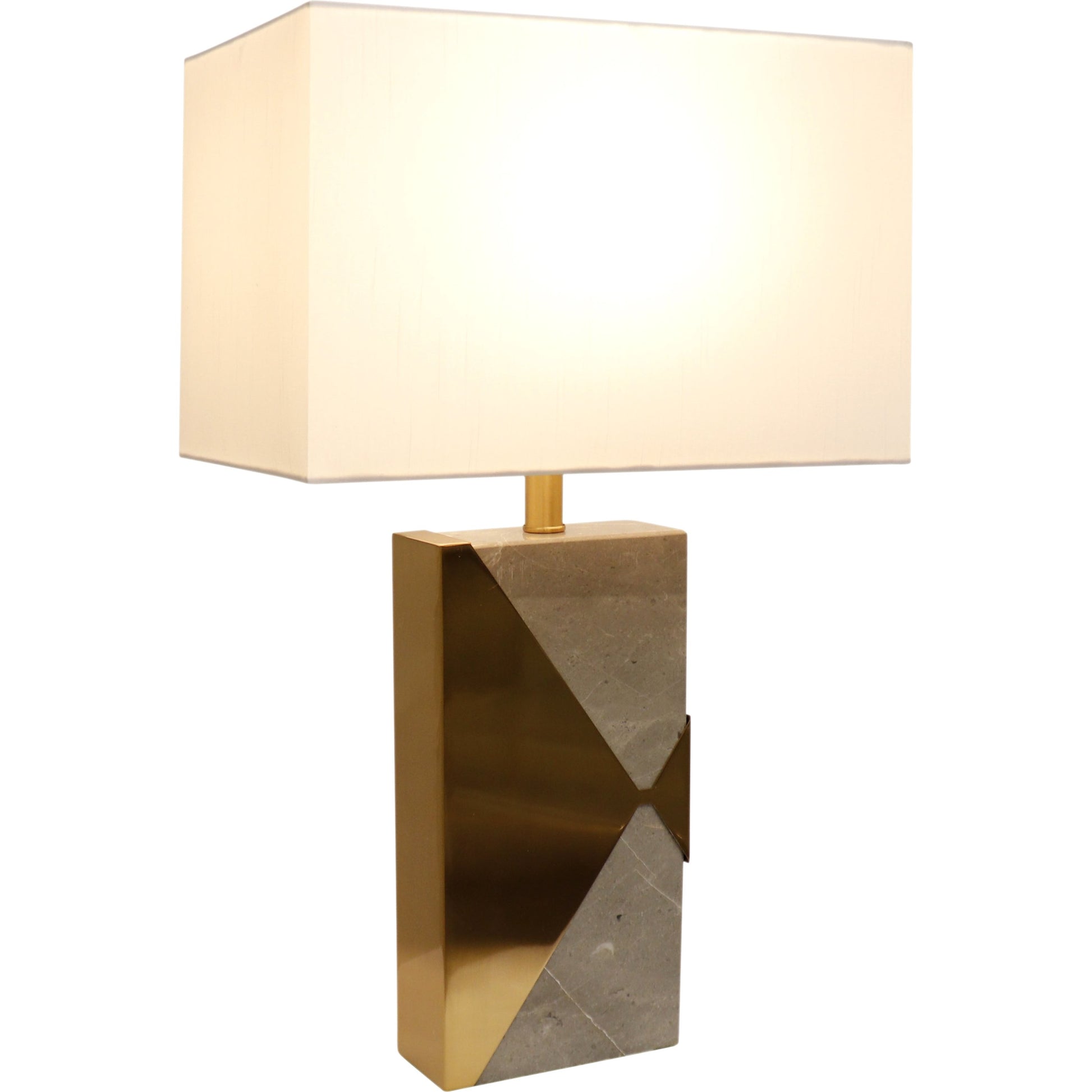 Triumph Table Lamp by Pasargad Home in gold and gray, gold. Made from marble in a modern style.