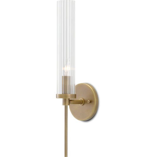Bellings Wall Sconce by Currey and Company. Made from steel, glass in a modern style.