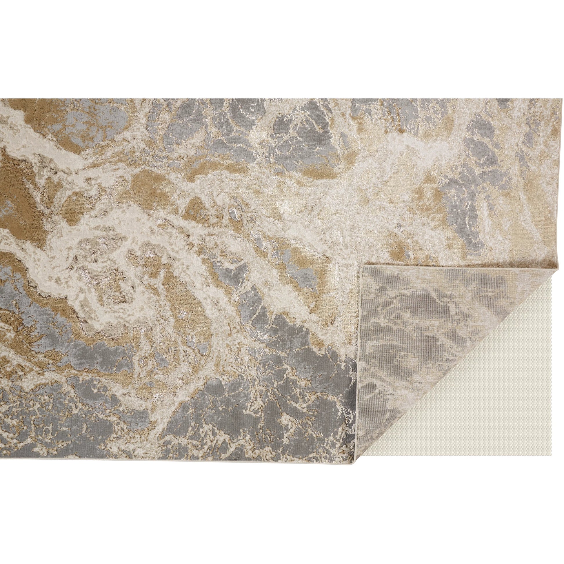 Aura Rug - 3563F by Feizy in ivory, silver, gold. Made from polyester, polypropylene in a unique style.