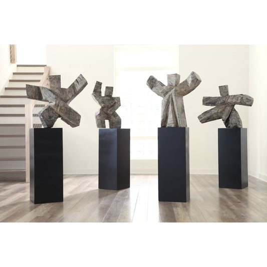 Tai Chi Winner Sculpture on Pedestal by Phillips Collection in gray stone, black and gray stone. Made from wood in a eclectic & global style.