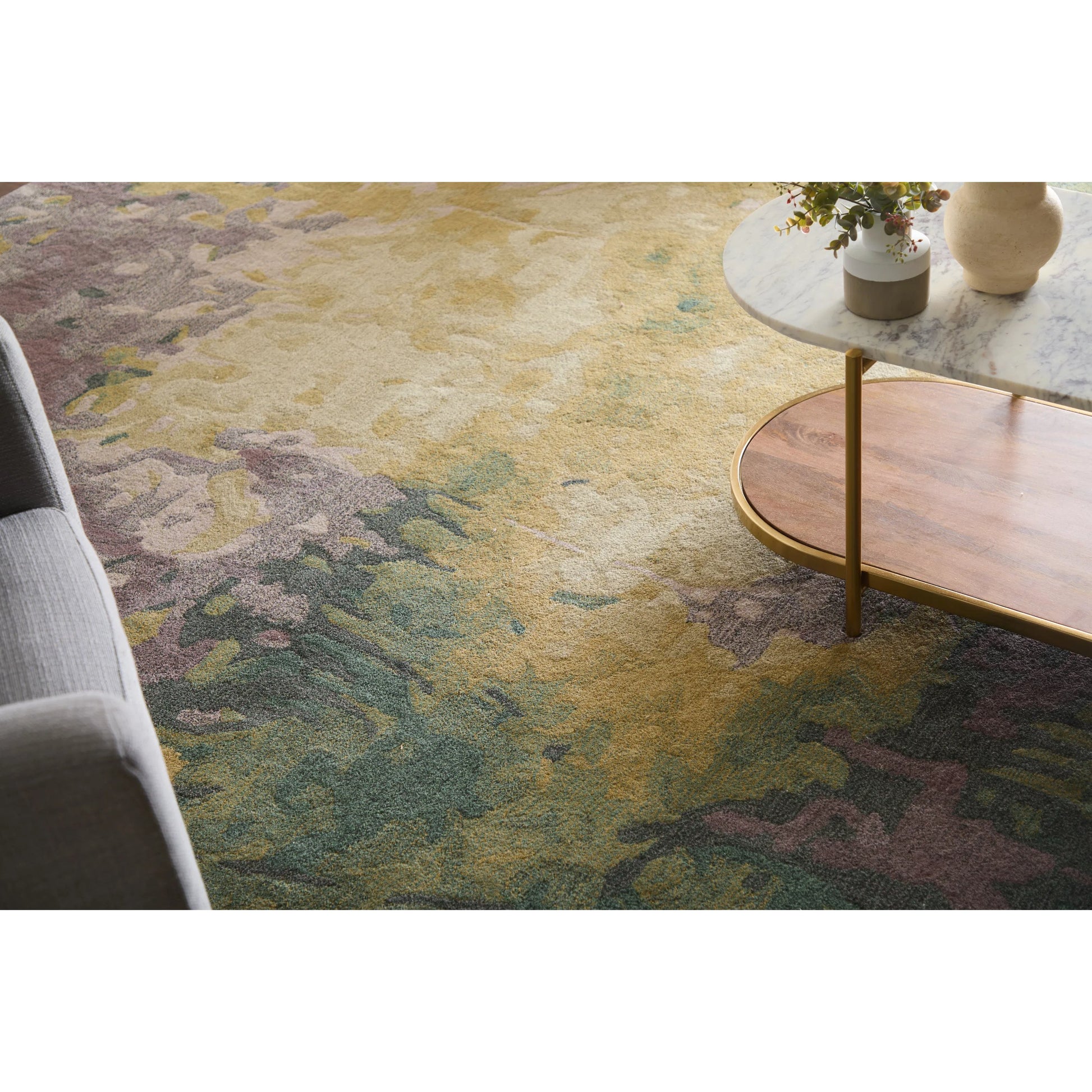 Amira Transitional Rug - 8633F by Feizy in gold, purple, green. Made from wool in a unique style.