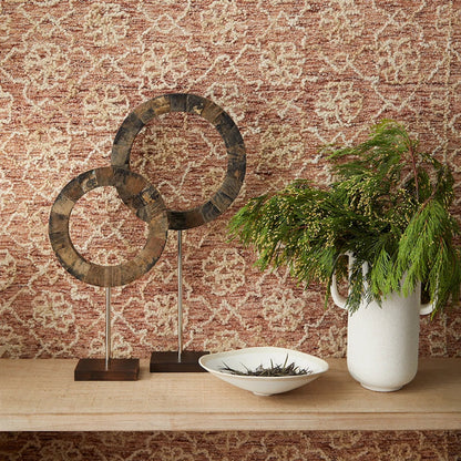 Mediium Portal Sculpture by Cyan Design in brown, stainless steel. Made from horn iron, wood in a modern style.