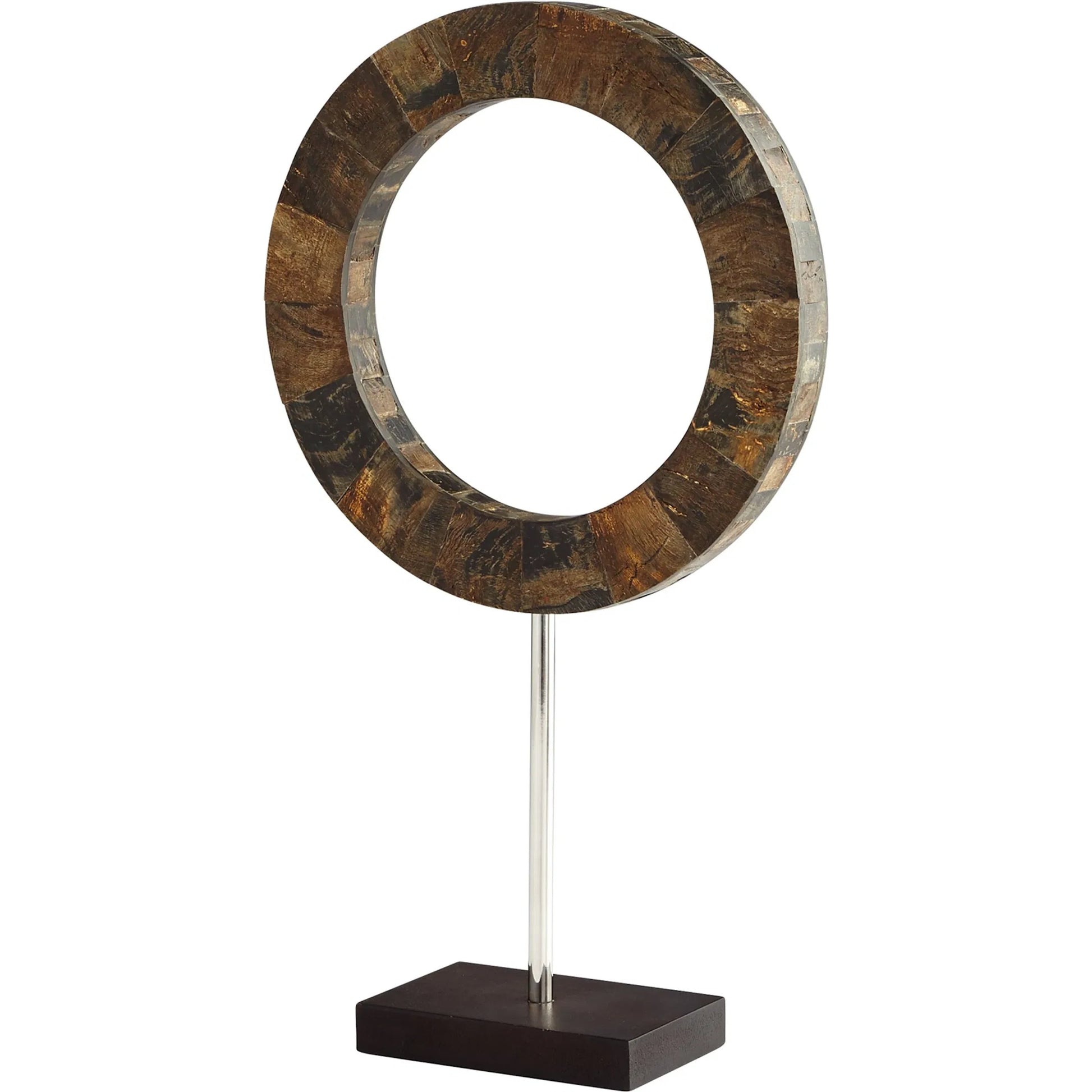 Mediium Portal Sculpture by Cyan Design in brown, stainless steel. Made from horn iron, wood in a modern style.