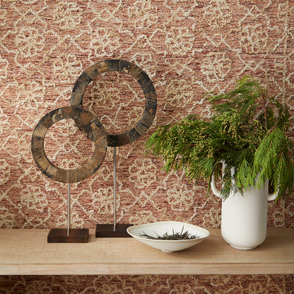 Mediium Portal Sculpture by Cyan Design in brown, stainless steel. Made from horn iron, wood in a modern style.