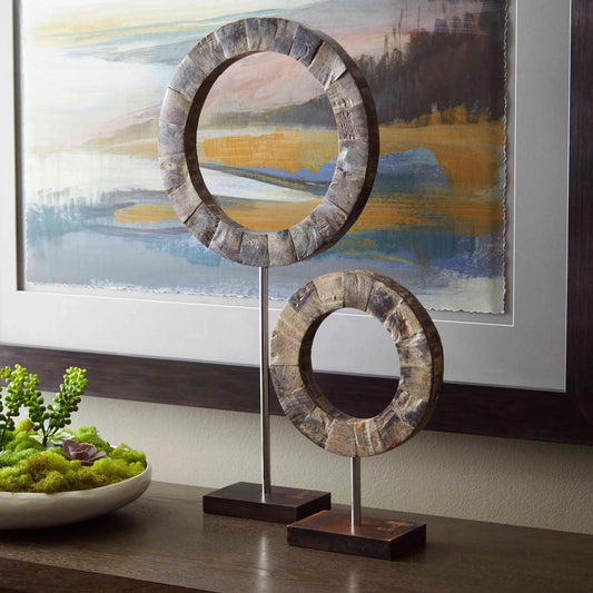 Portal Sculpture by Cyan Design in brown, stainless steel. Made from horn iron, wood in a modern style.
