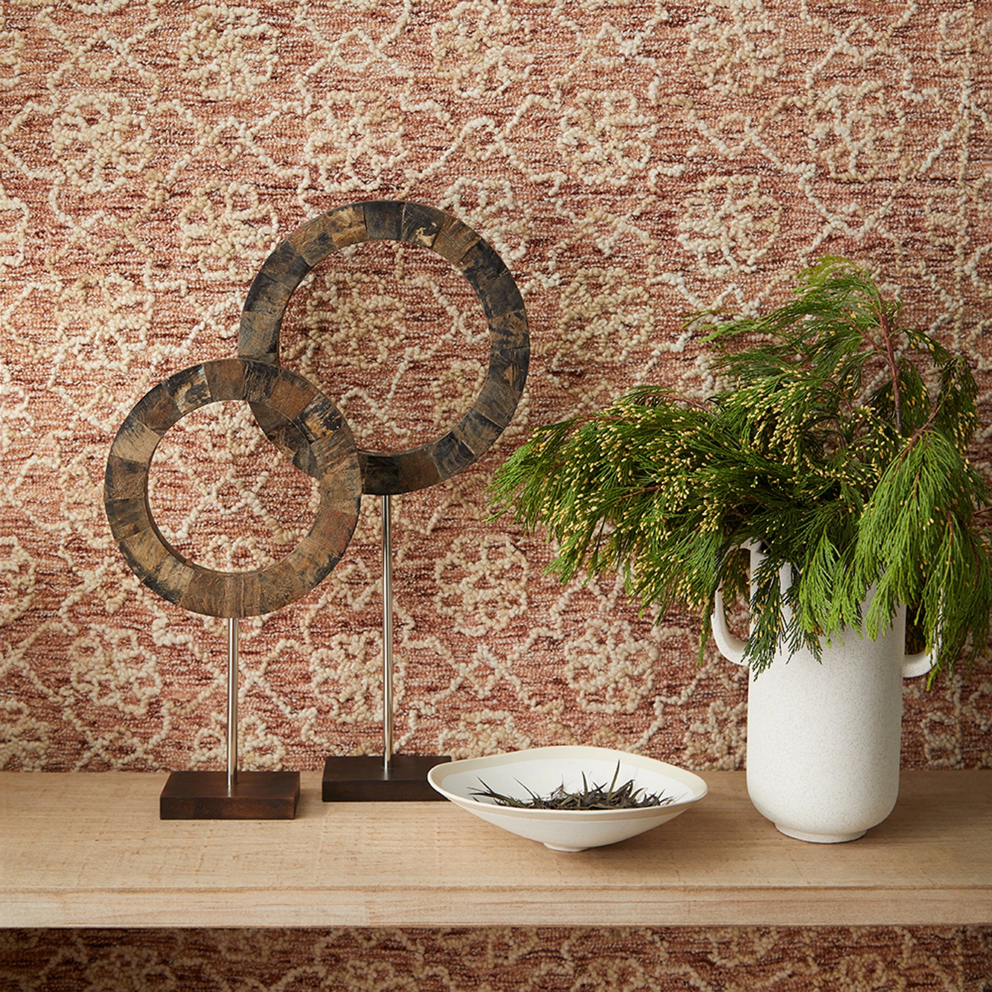 Portal Sculpture by Cyan Design in brown, stainless steel. Made from horn iron, wood in a modern style.