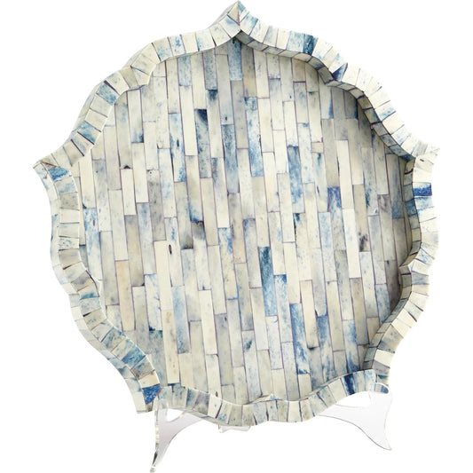 Mirage Tray by Cyan Design in blue. Made from bone, wood in a modern style.