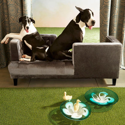 Flower Power Plate by Cyan Design in blue. Made from glass in a modern style.