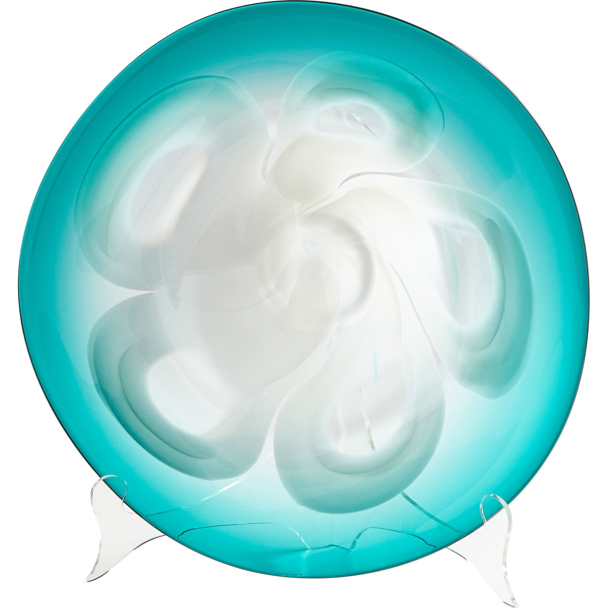Flower Power Plate by Cyan Design in blue. Made from glass in a modern style.