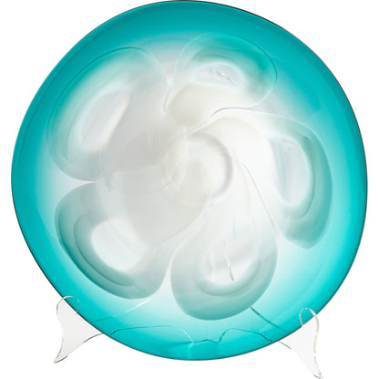 Flower Power Plate by Cyan Design in blue. Made from glass in a modern style.