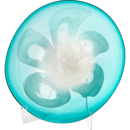 Flower Power Plate by Cyan Design in blue. Made from glass in a modern style.