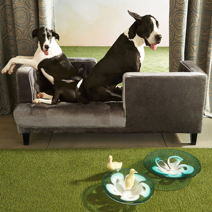 Flower Power Plate by Cyan Design in blue. Made from glass in a modern style.