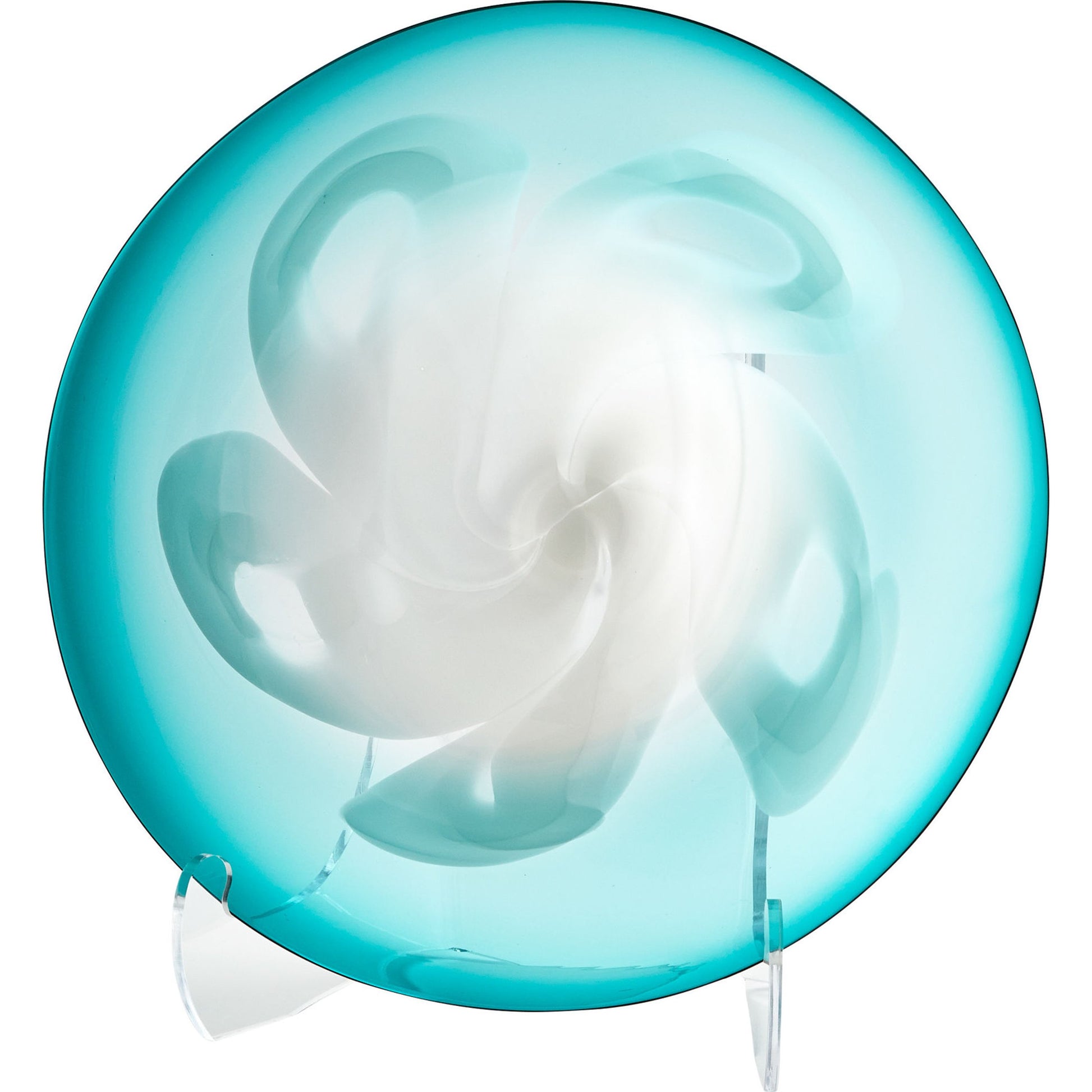 Flower Power Plate by Cyan Design in blue. Made from glass in a modern style.