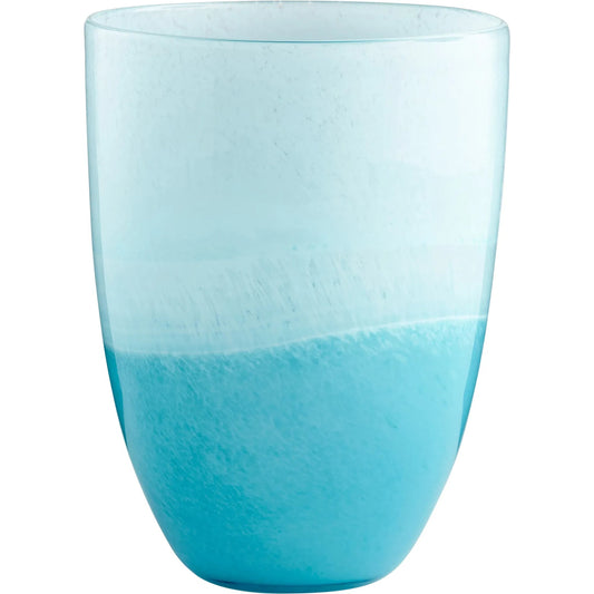 Devotion Vase by Cyan Design in sky blue, white. Made from glass in a modern style.