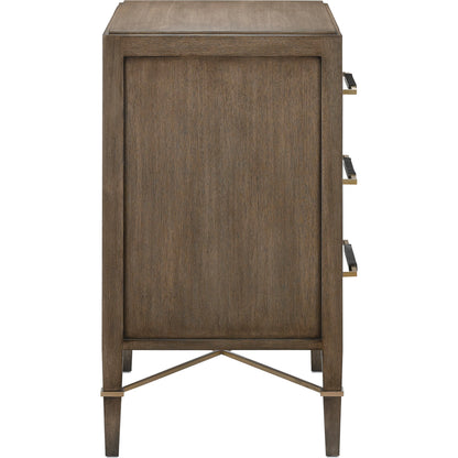Verona Chanterelle Chest by Currey and Company in chanterelle, coffee, champagne. Made from mahogany, brass, iron in a transitional style.