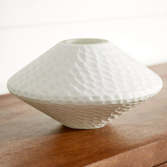 Buttercream Vase by Cyan Design in white. Made from glass in a modern style.