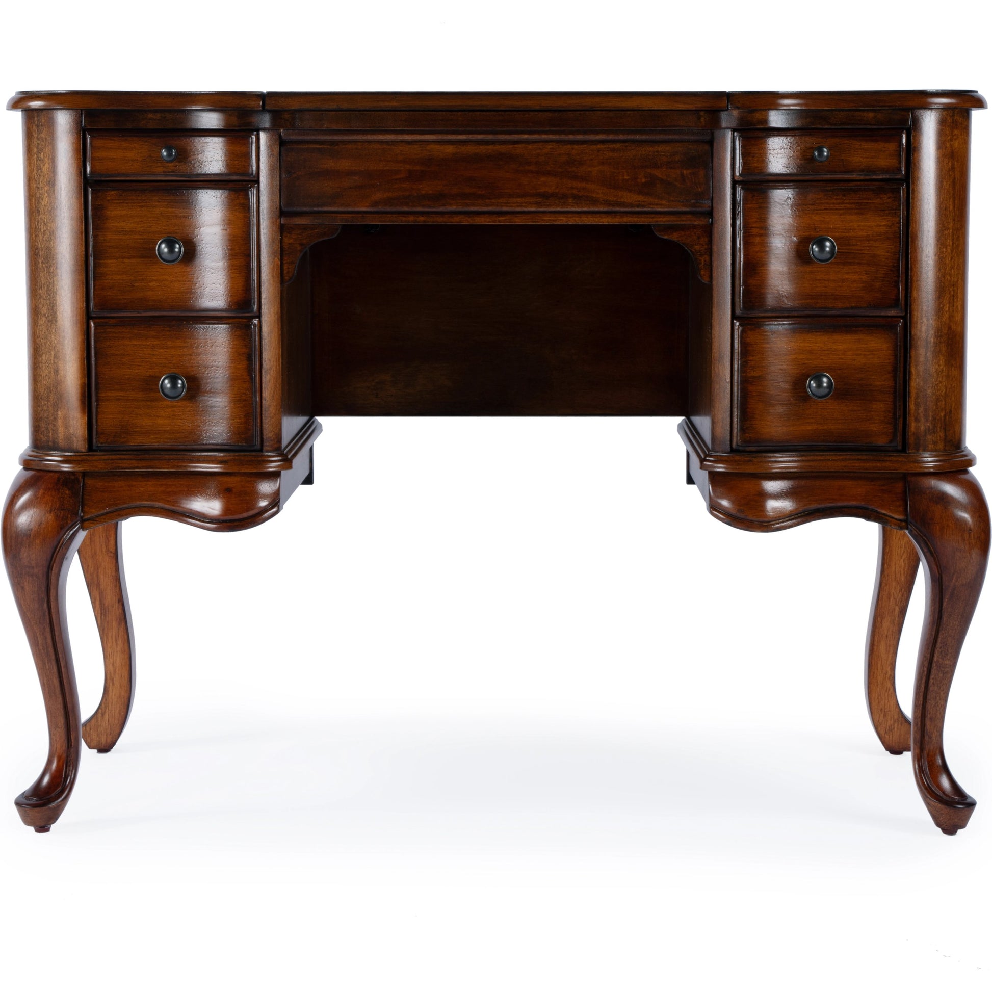 Charlotte Vanity Desk with Storage by Butler Specialty Company. Made from poplar solids, mdf, cherry veneer in a traditional style.