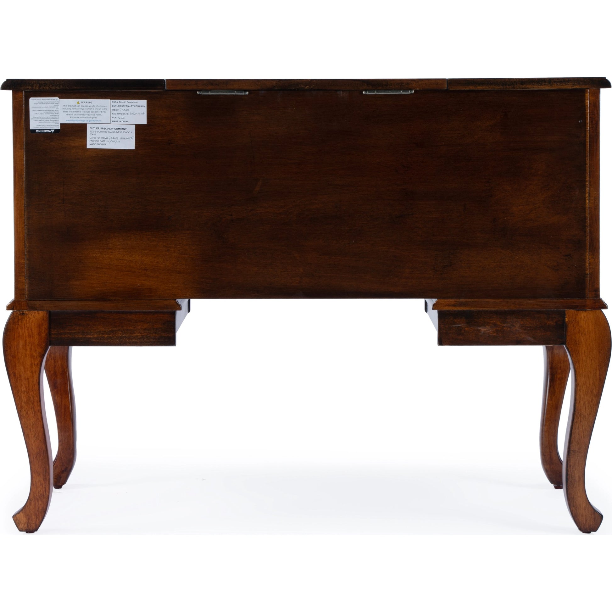 Charlotte Vanity Desk with Storage by Butler Specialty Company. Made from poplar solids, mdf, cherry veneer in a traditional style.