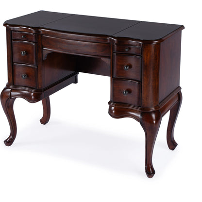 Charlotte Vanity Desk with Storage by Butler Specialty Company. Made from poplar solids, mdf, cherry veneer in a traditional style.