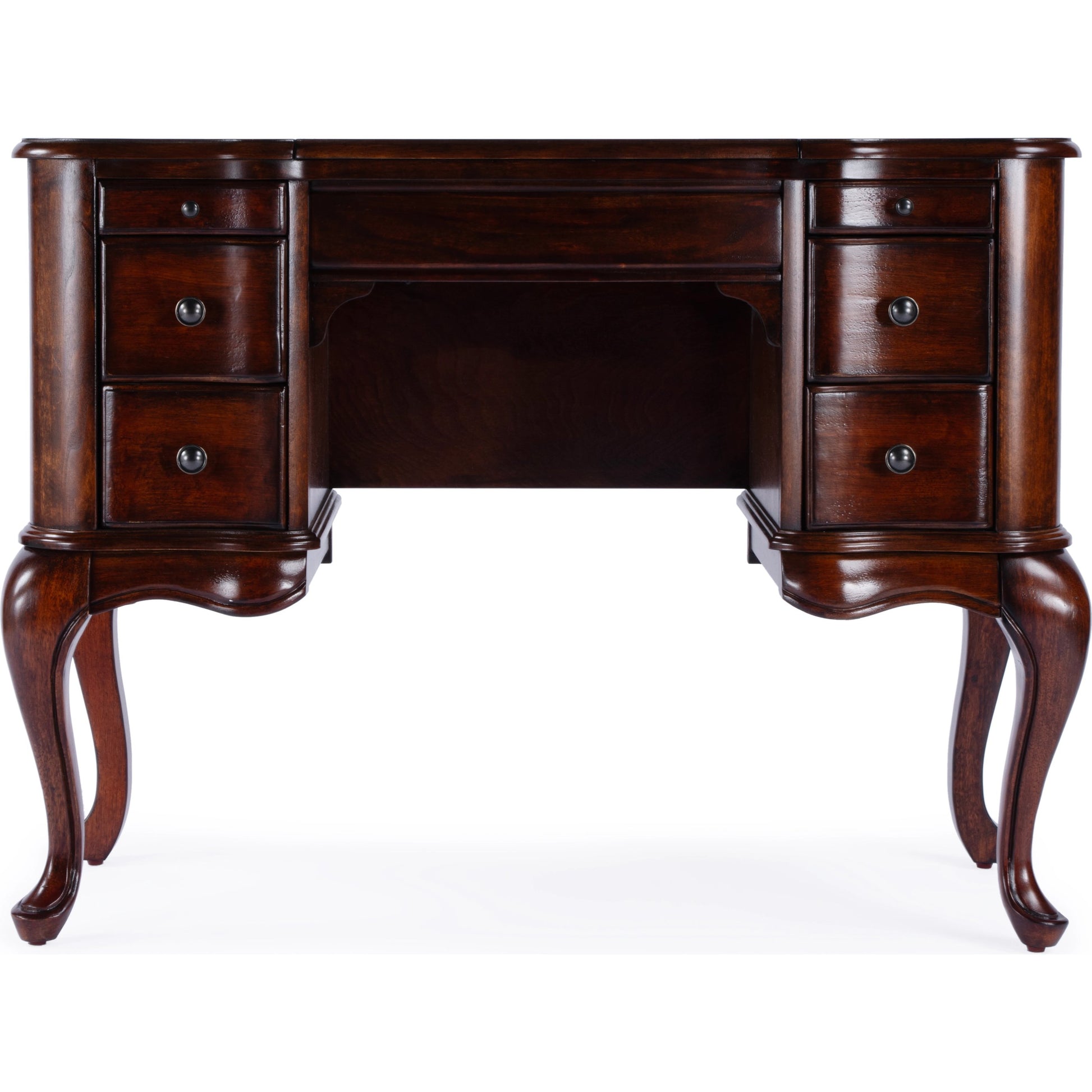 Charlotte Vanity Desk with Storage by Butler Specialty Company. Made from poplar solids, mdf, cherry veneer in a traditional style.