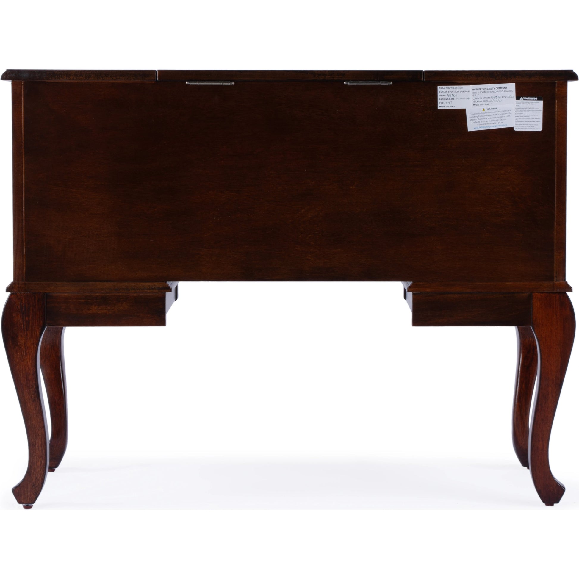 Charlotte Vanity Desk with Storage by Butler Specialty Company. Made from poplar solids, mdf, cherry veneer in a traditional style.