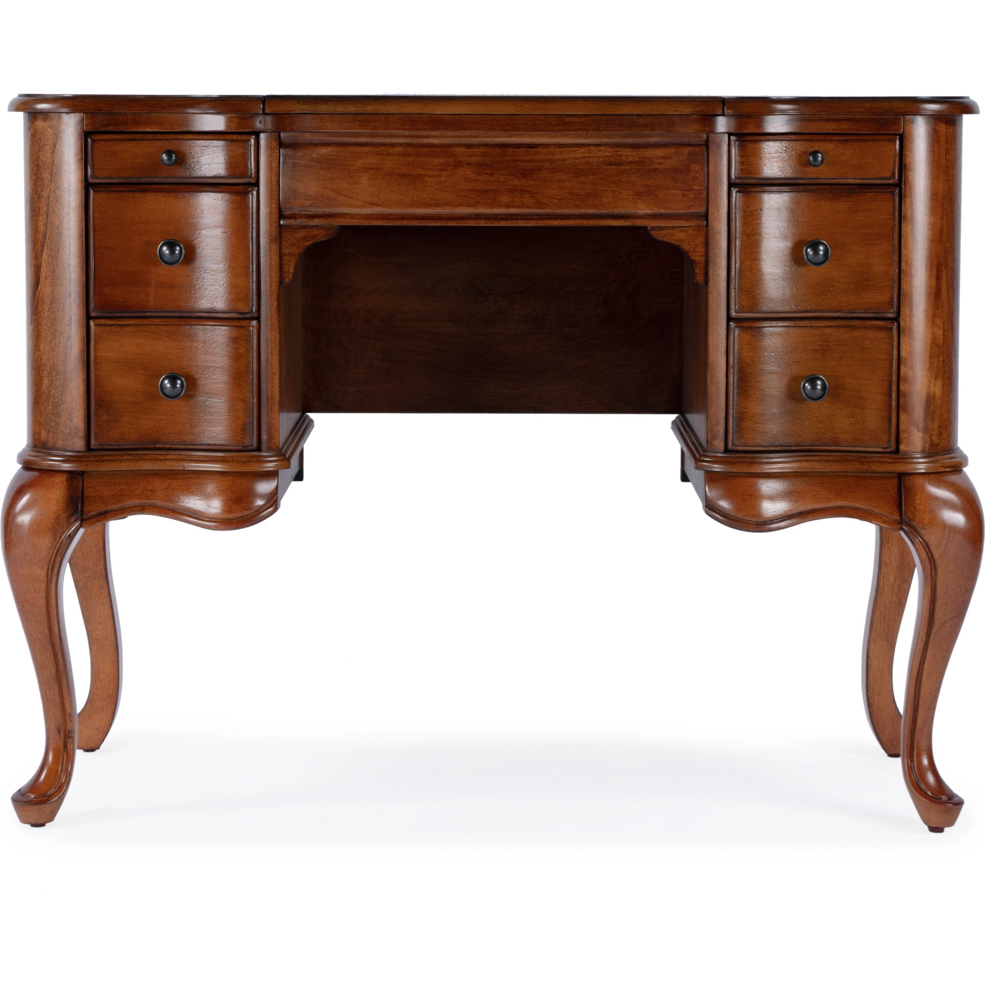 Charlotte Vanity Desk with Storage by Butler Specialty Company. Made from poplar solids, mdf, cherry veneer in a traditional style.