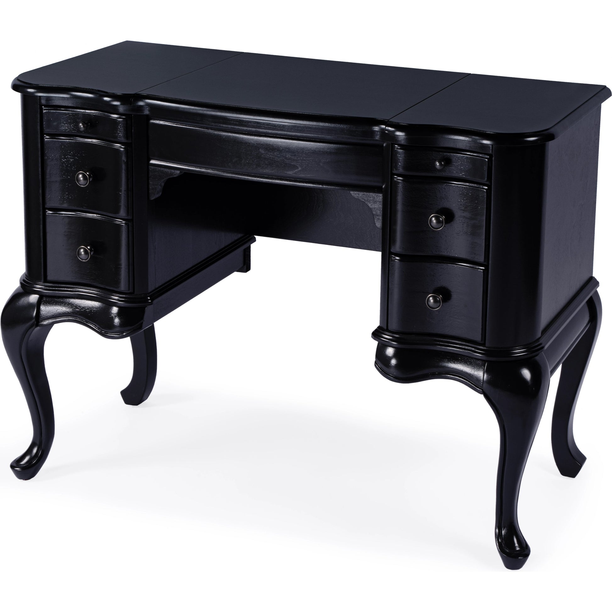 Charlotte Vanity Desk with Storage by Butler Specialty Company. Made from poplar solids, mdf, cherry veneer in a traditional style.