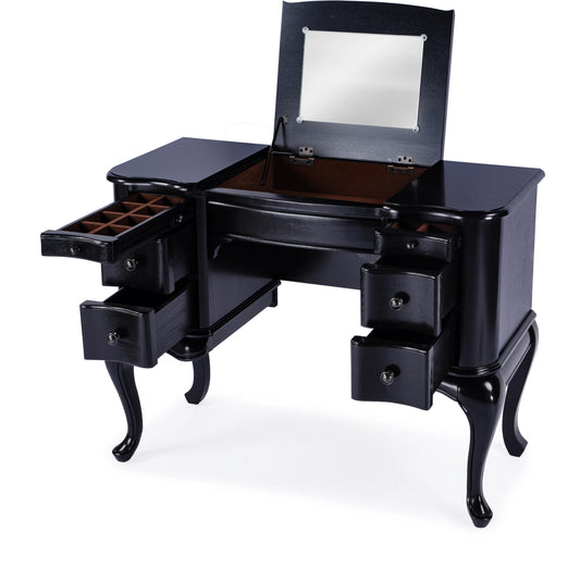 Charlotte Vanity Desk with Storage by Butler Specialty Company. Made from poplar solids, mdf, cherry veneer in a traditional style.