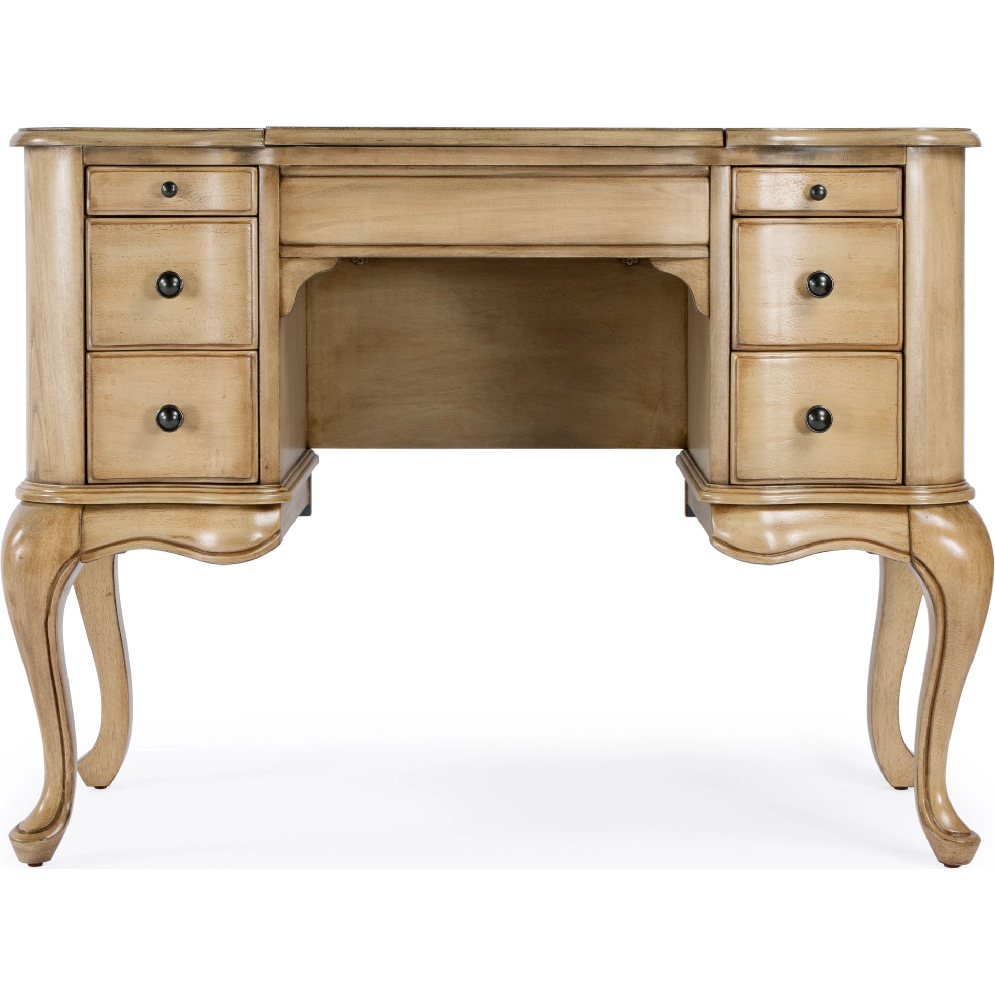 Charlotte Vanity Desk with Storage by Butler Specialty Company. Made from poplar solids, mdf, cherry veneer in a traditional style.