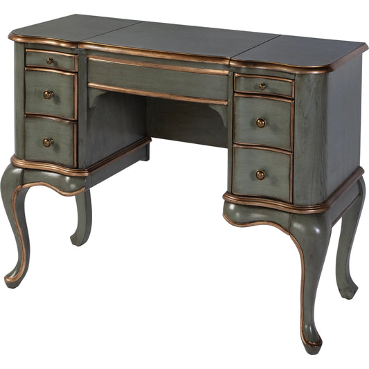 Charlotte Vanity Desk by Butler Specialty Company. Made from poplar hardwood, cherry veneer, mdf, glass in a unique style.