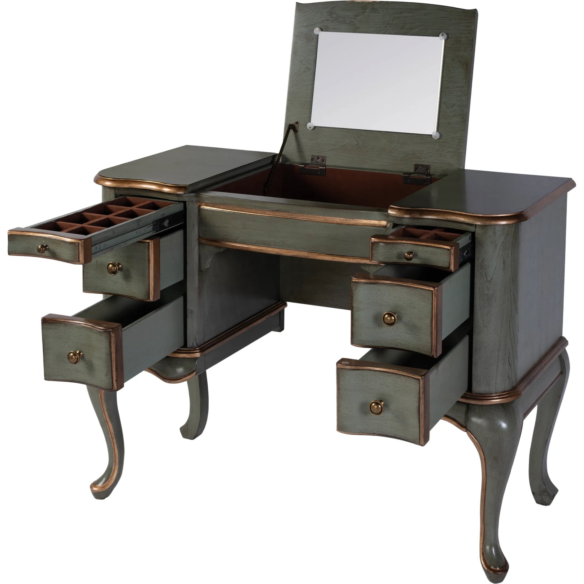 Charlotte Vanity Desk by Butler Specialty Company. Made from poplar hardwood, cherry veneer, mdf, glass in a traditional style.